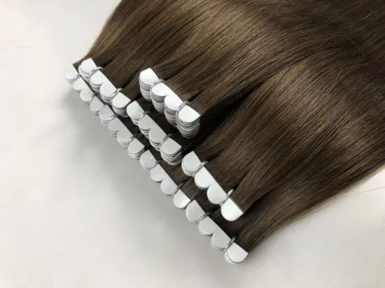 Cinta Invisible rusa para extensión de cabello, cinta Remy humana dibujada doble en extensión